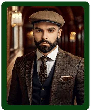 homme élégant qui porte un costume et un un béret