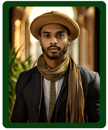 homme élégant avec un chapeau et une écharpe