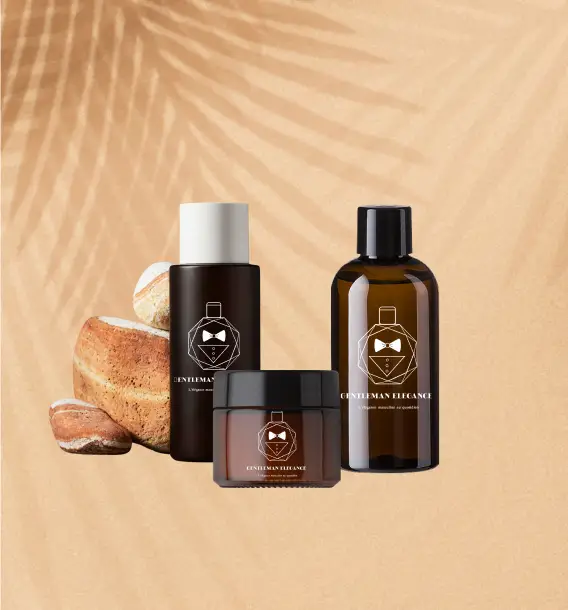 3 flacons de produits pour cheveux fond orange