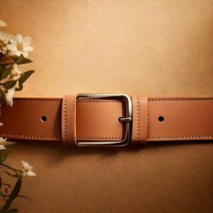 Ceinture en cuir beige